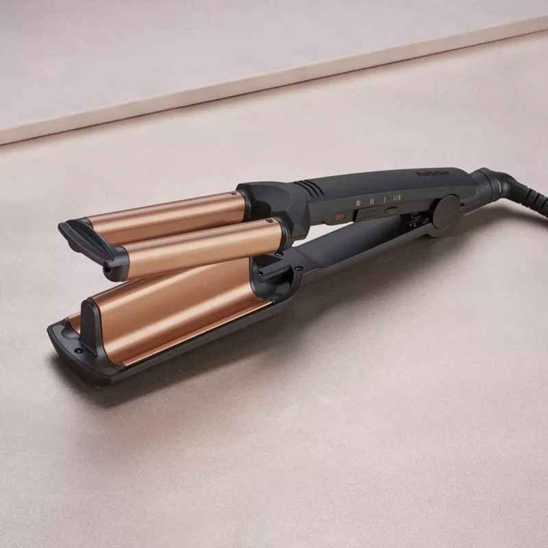 BaByliss Deep Waves garbanojimo žnyplės, šilta juoda, oranžinė, 2,5 m