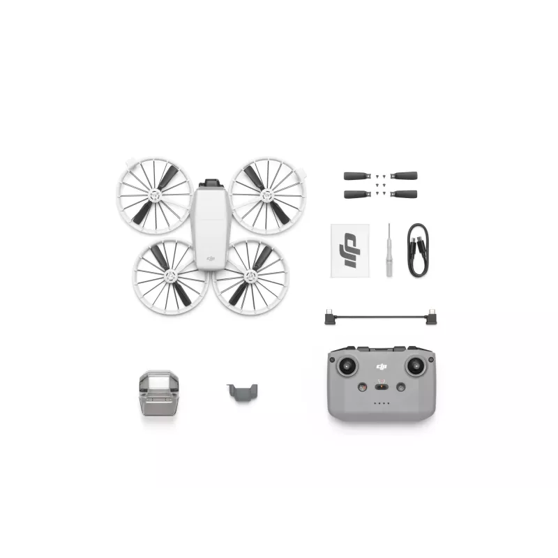 Dronas DJI Flip, 4 rotoriai, 48 MP kamera, 3840×2160 vaizdo įrašas, 3110 mAh baterija, juoda / balta
