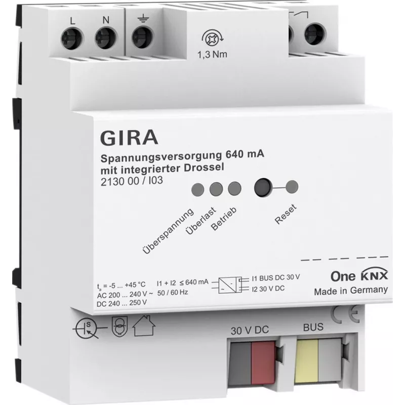 Gira KNX maitinimo šaltinis 640 mA droselio modulis modelis 213000