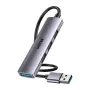 USB šakotuvas Unitek H1208CGY01 — 4 prievadų USB 3.0 (5 Gbps), suderinamas atgal su USB 2.0, aliuminis