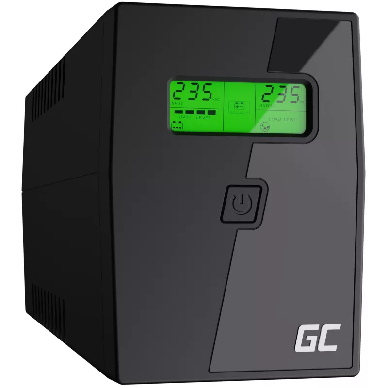 Green Cell UPS01LCD nepertraukiamo maitinimo šaltinis (UPS) Line-Interactive 0.6 kVA 360 W 2 AC lizdai