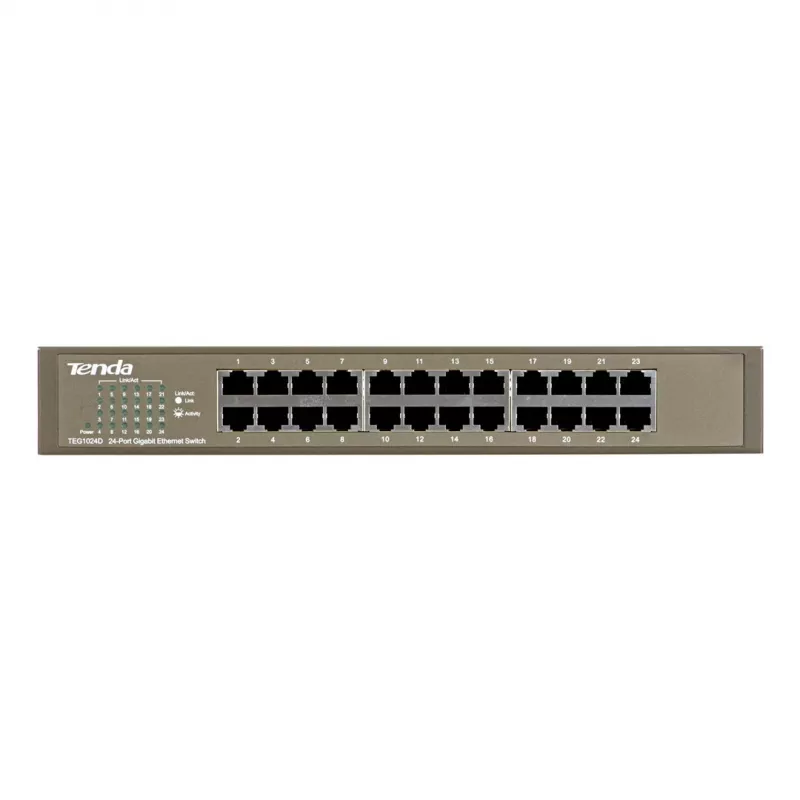 Nevaldomas komutatorius TENDA TEG1024D 24 prievadų Gigabit Ethernet, 48 Gbps, 8000 MAC adresų lentelė, mėlynas
