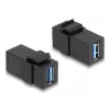 DeLOCK Keystone modulis USB 3.0 A jungtis-į jungtį, juoda, 1:1