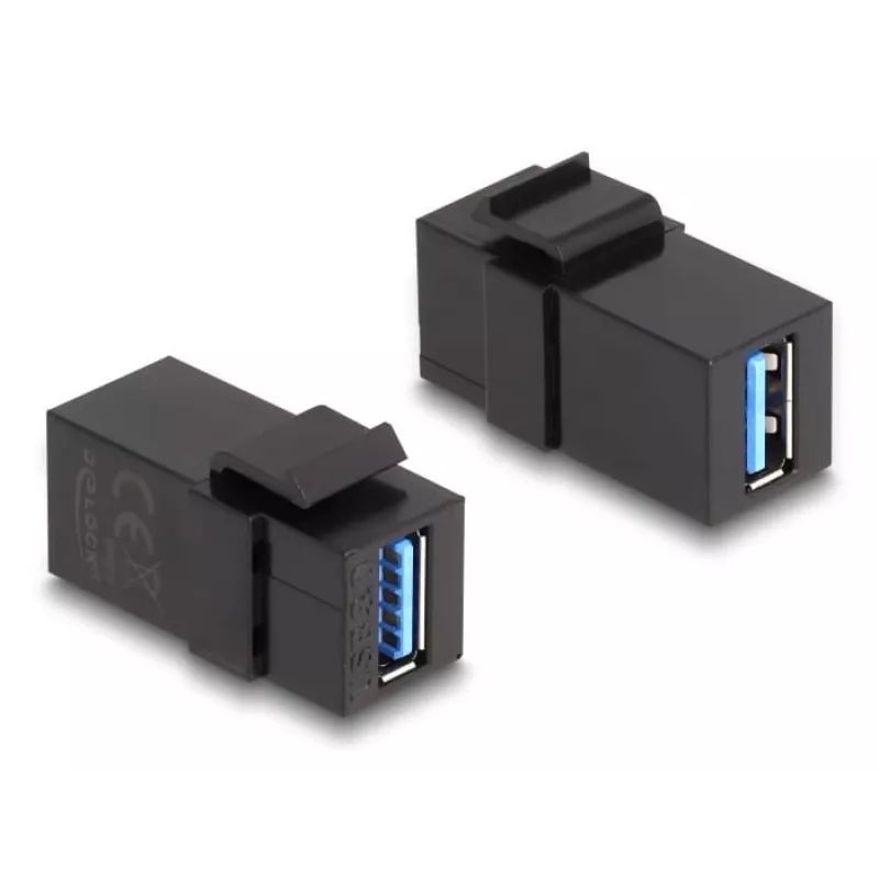 DeLOCK Keystone modulis USB 3.0 A jungtis-į jungtį, juoda, 1:1