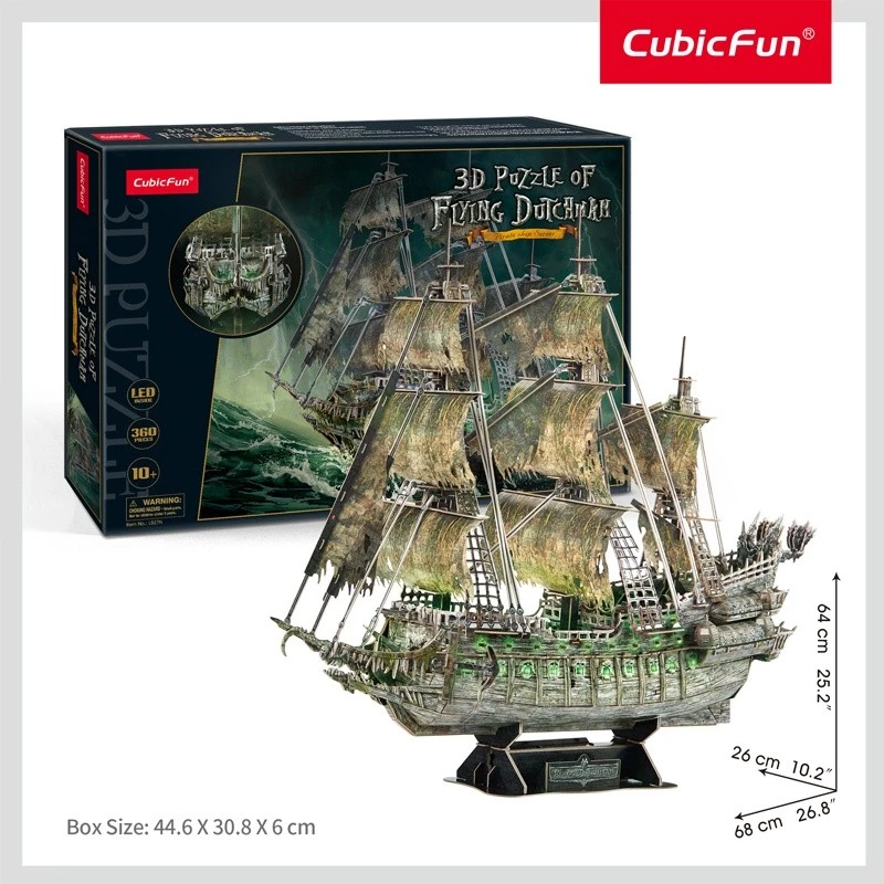 3D LED dėlionė „Skrajojantis olandas“ modelis L526H, No name — surinktas šviečiantis modelis
