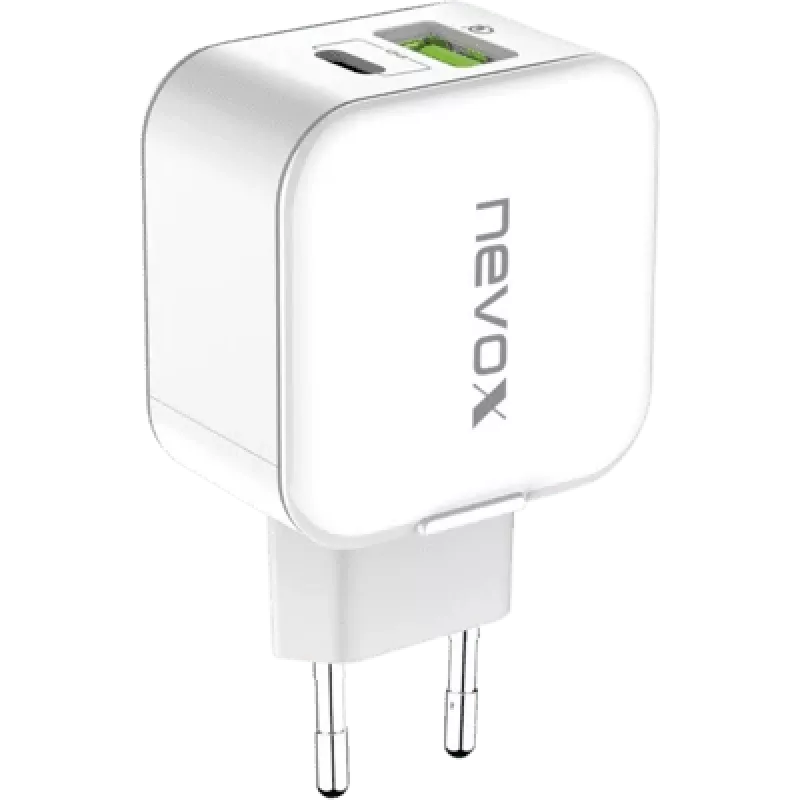Nevox USB PD Type C + QC3.0 18 W įkroviklis, baltas