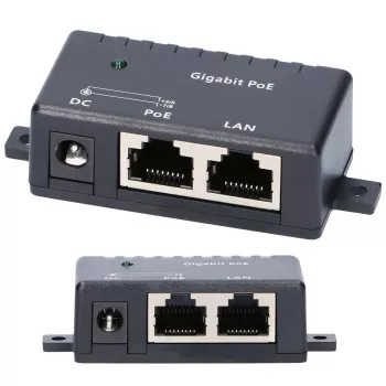 Gigabit PoE Injector Extralink 1 prievadas, 1x 1000Mb/s RJ45, kubelio formos