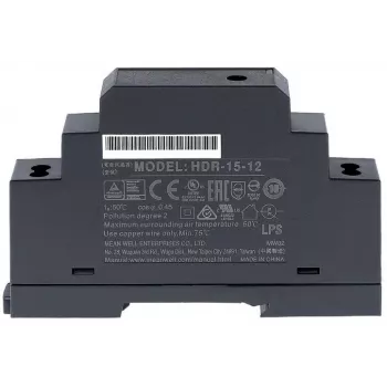 Meanwell MW HDR-15-24 - Perjungiamasis maitinimo šaltinis ant DIN bėgelio 15,2 W 24 V 0,63 A