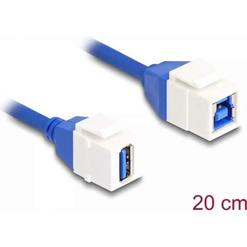 DeLOCK Keystone modulio kabelis USB 5 Gbps A tipo lizdas į B tipo lizdą 20 cm mėlynas