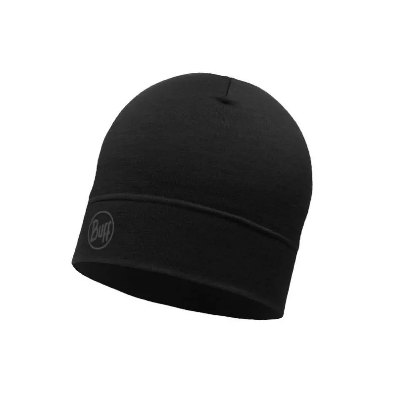 BUFF MERINO LIGHTWEIGHT BEANIE SOLID Juoda viens dydis kepurė, standartinis