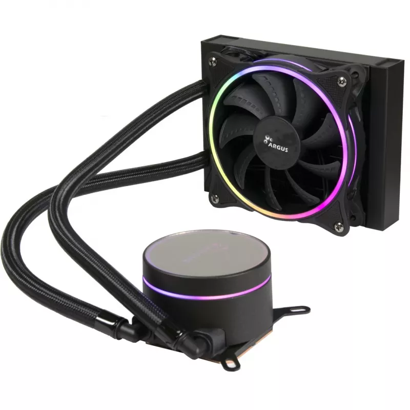 Viskas viename skysčio aušintuvas Inter-Tech LC-120 RGB 12 cm Juoda