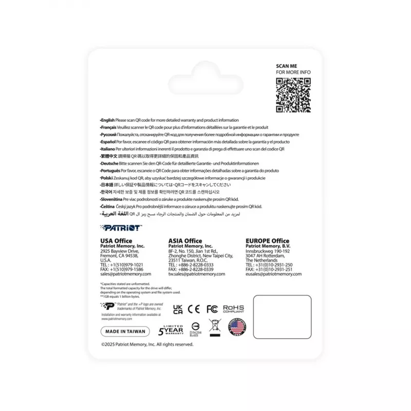 Kietojo kūno diskas PATRIOT P410 2 TB M.2 NVMe, 2000 GB, M.2 formos faktorius