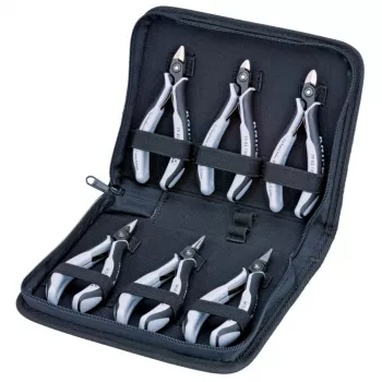 Precision Electronics Pliers Set ESD, 6 vnt. (juoda/pilka, ESD versija, elektrai laidus)