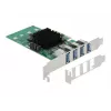 DeLOCK PCI Express x4 kortelė su 4 išoriniais USB 3.0 Quad Channel - žemo profilio forma