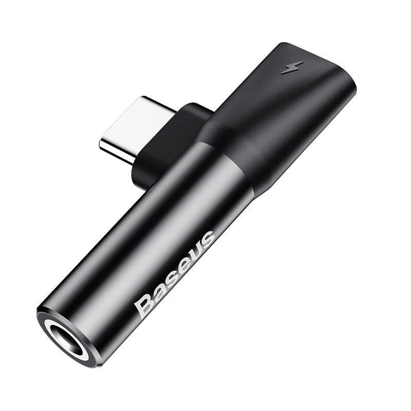 Baseus garso adapteris USB-C į 3,5 mm mini lizdą + USB-C (juodas)