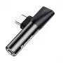 Baseus garso adapteris USB-C į 3,5 mm mini lizdą + USB-C (juodas)