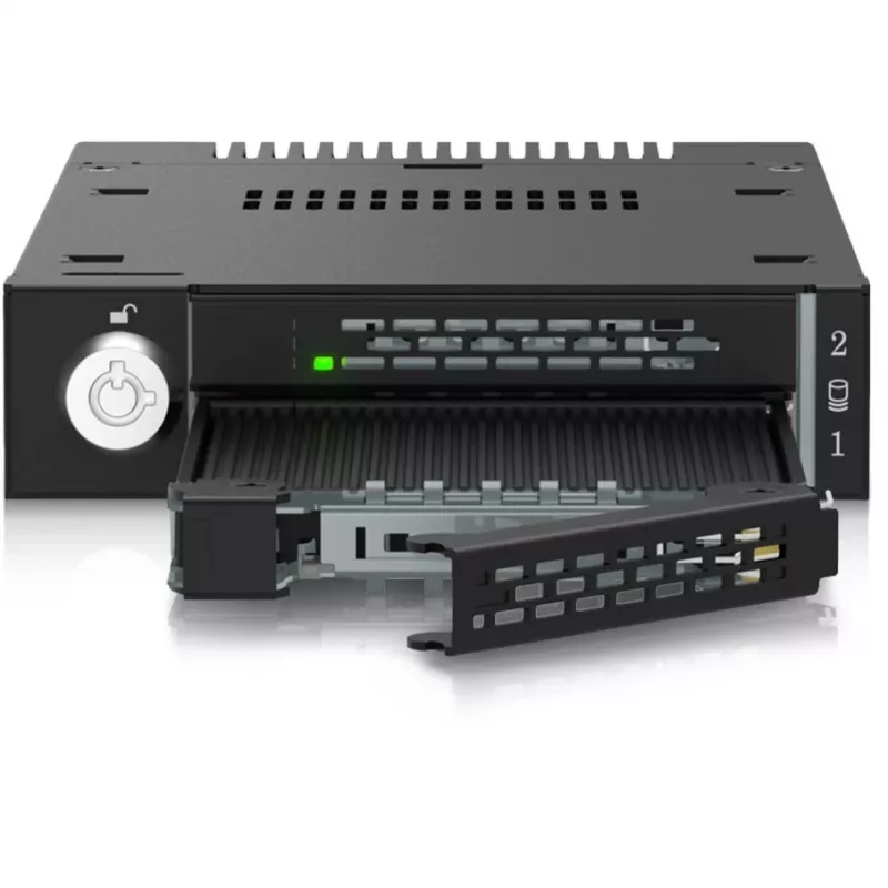 ICY DOCK - ToughArmor - MB834MK-B V2 - 2x M.2 NVMe į 1x 3,5 colio skyriaus mobilųjį rėmelį su metaliniu raktiniu užraktu SlimSAS 4i juoda