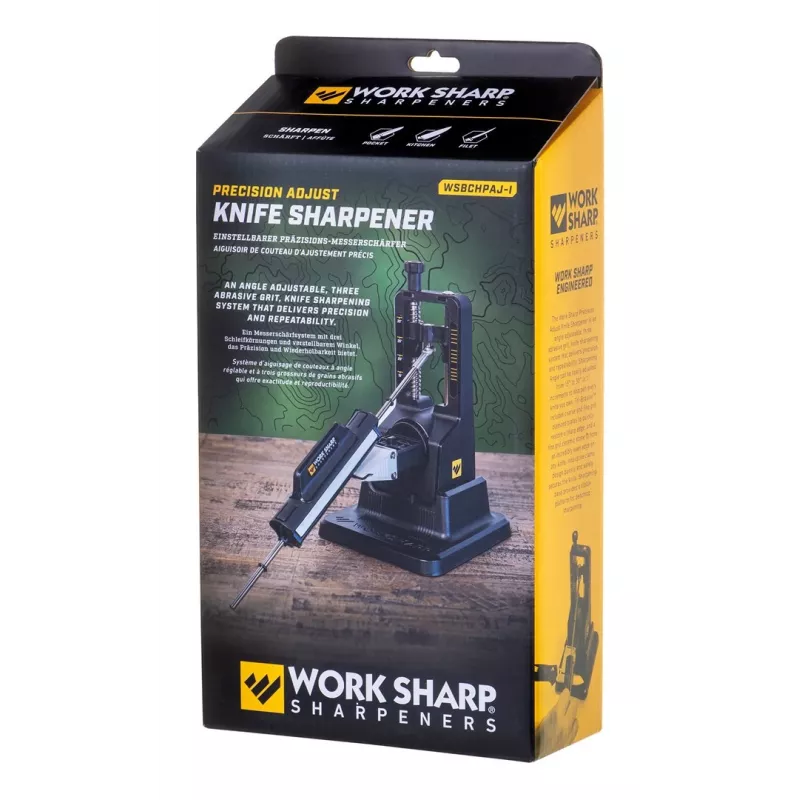 Peilių galąstuvas Work Sharp Precision Adjust 09DX164 reguliuojamas kampas su keraminio šlifavimo strypu, deimantinėmis plokštelėmis, juodas, 243,8×165,1×143,3 mm