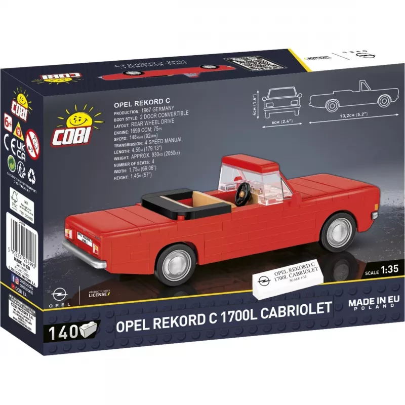 Cobi konstrukcinis žaislas Opel Rekord C 1700 L Cabriolet modelio rinkinys, mastelio modelio konstravimo rinkinys