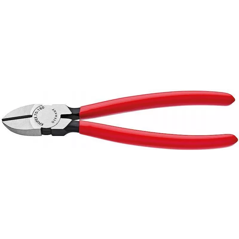 Knipex įstrižosios žirklės 140 mm ilgio, galvutė poliruota, plastikinė danga