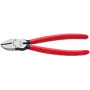 Knipex įstrižosios žirklės 140 mm ilgio, galvutė poliruota, plastikinė danga