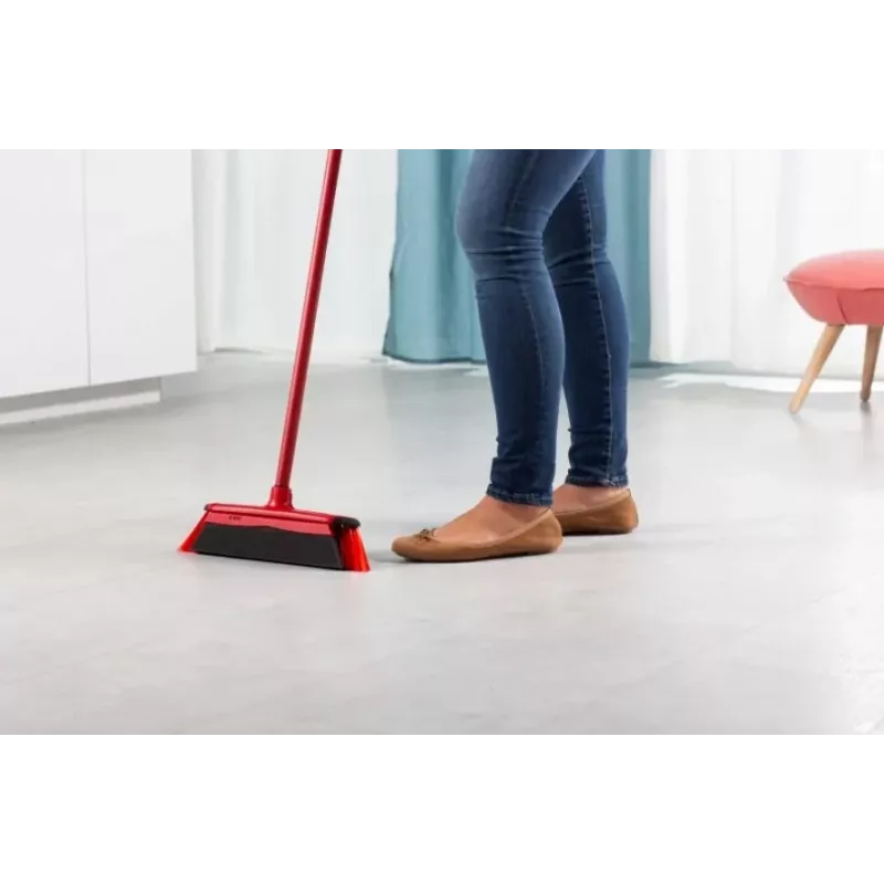 Grindų šluota VILEDA 143703 su kotu, technopolimeras, minkšti/kieti šereliai, vidaus patalpoms, 130 cm, raudona