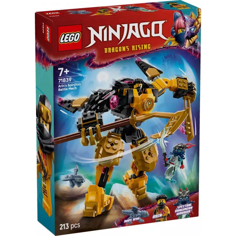 LEGO statybinis rinkinys NINJAGO 71839 Arino Spinjitzu mūšio mecha, 213 dalių, 2 mini figūrėlės, aukštis 160 mm
