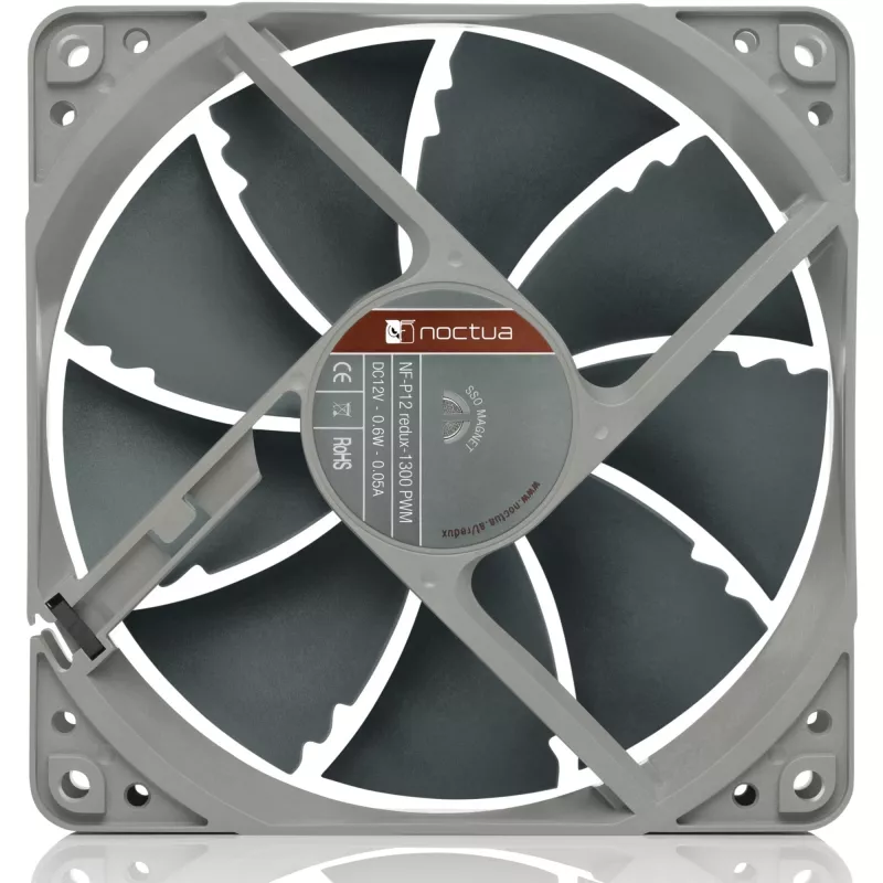 Korpuso ventiliatorius Noctua NF-P12 redux-1300 PWM, 120 mm, 1300 RPM, 12 V, 4 kontaktų PWM, 92,3 m³/h, 19,8 dB