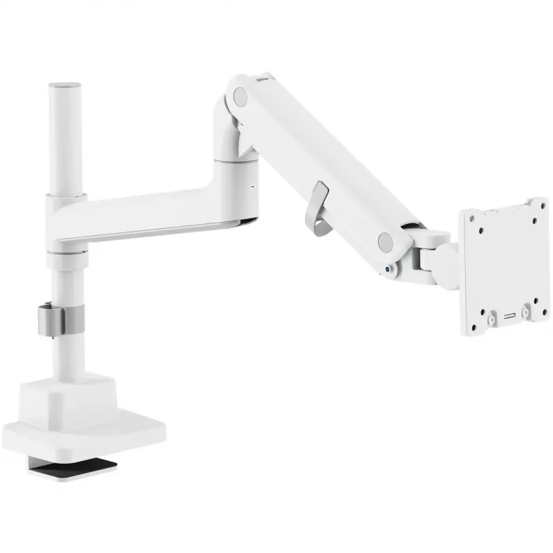 Monitoriaus laikiklis DIGITUS Single, spaustuvas, maks. 57 col., 27 kg talpa, VESA 75x75–100x100, baltas