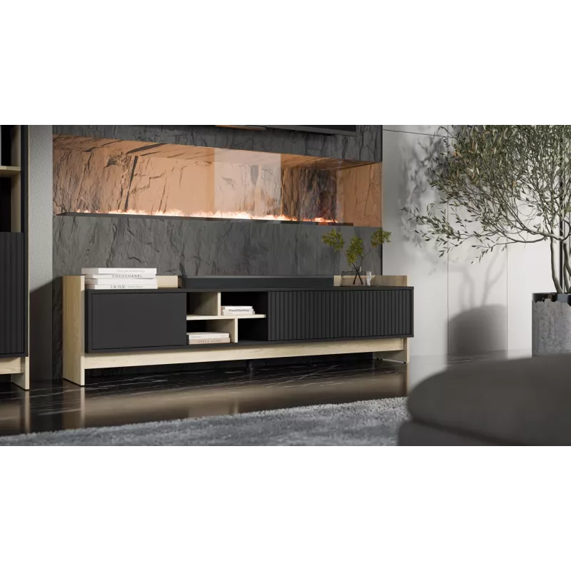 Cama RTV PORTO 3D Spintelė 190x38x50 ąžuolas/juodas