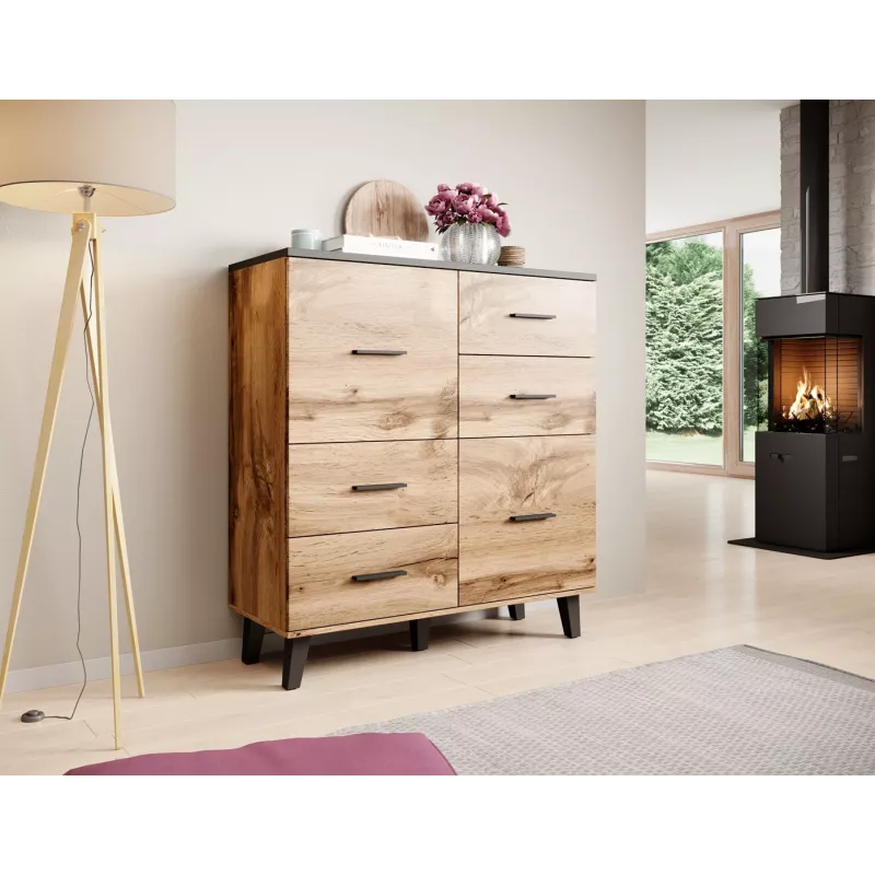 Cama sideboard LOTTA 110 2D4S wotan oak/mat Juoda