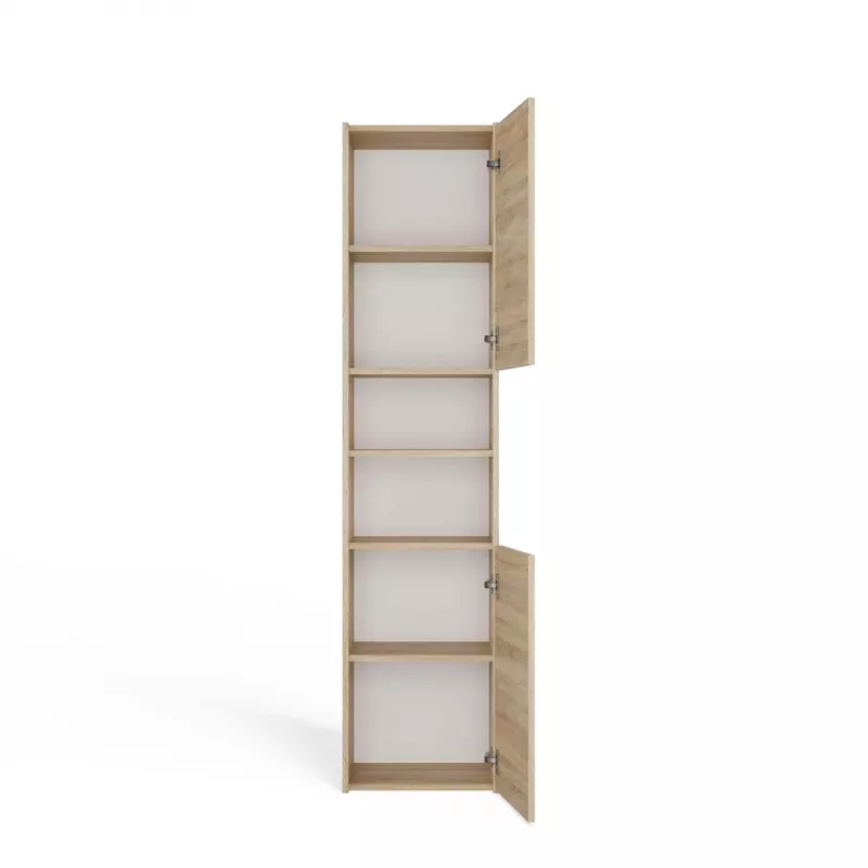 Vonios spintelė top e shop S40 SONOMA — Ąžuolo spalvos rėmas, laisvai pastatoma, 6 lentynos, 400×300×1700 mm