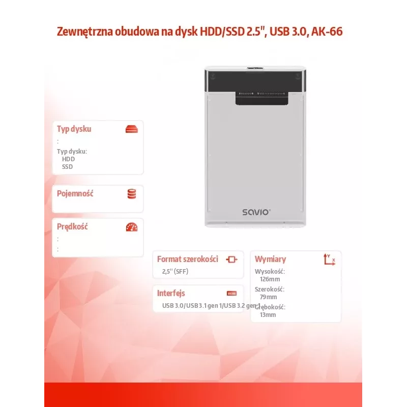 HDD/SSD korpusas Savio AK-66