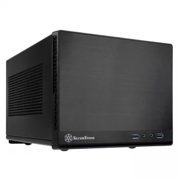 SilverStone SUGO 13 - Stacionarus - Mini-DTX - be maitinimo šaltinio (AT / PS/2) - Juoda - USB/Garso (SST-SG13B-Q)