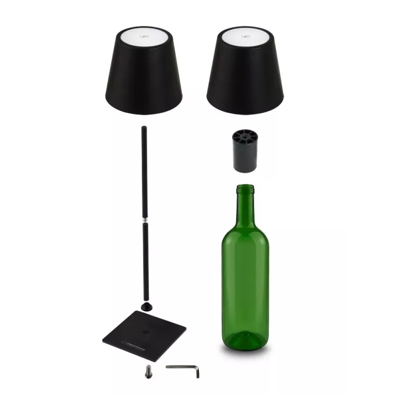 Stalinė LED lempa ESPERANZA ELD119K juoda — 3 W, 4000 K, 200 lm, USB-C, 2400 mAh baterija, 400 mm aukštis