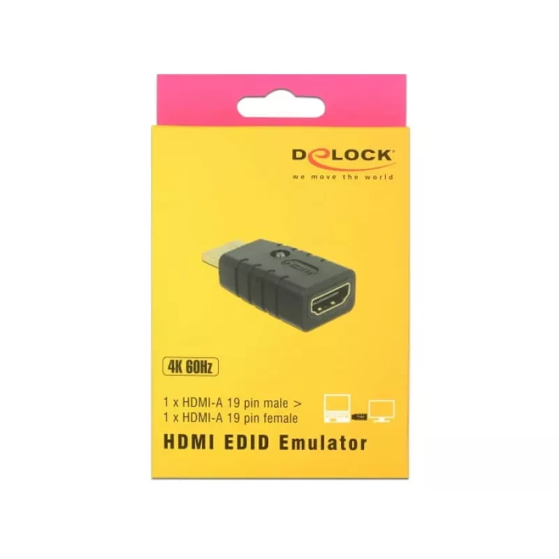 Adapteris HDMI (kištukas) > HDMI (lizdas), EDID emuliatorius (juodas)