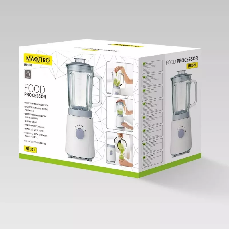 Virtuvinis kombainas Maestro MR-571 1200W balta/pilka — daugiafunkcis virtuvinis kombainas