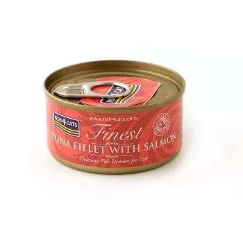 Šlapias kačių maistas FISH4DOGS Tuno filė su lašiša 70 g maišelis, suaugusioms katėms, žuvies skonio, 85% drėgmės