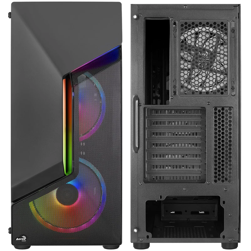 Aerocool Scape-G-BK-v2 Midi-Tower, grūdintas stiklas, FRGB - juoda