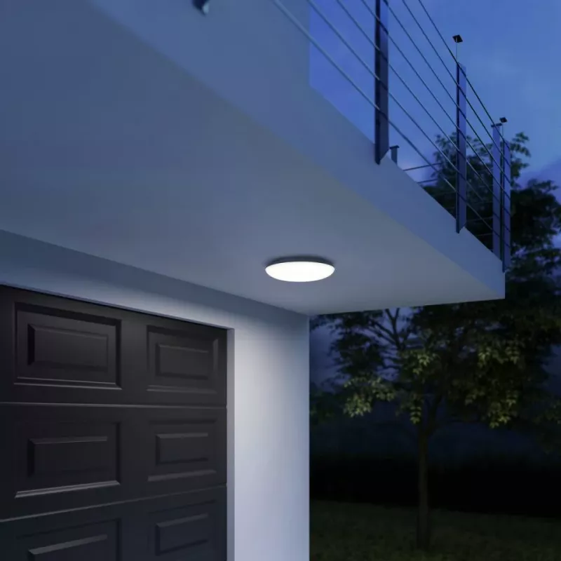 Lubinis šviestuvas Steinel DL Vario Quattro PRO S, apvalus LED, fiksuotas 14 W, 310×69 mm, baltas, su judesio jutikliu