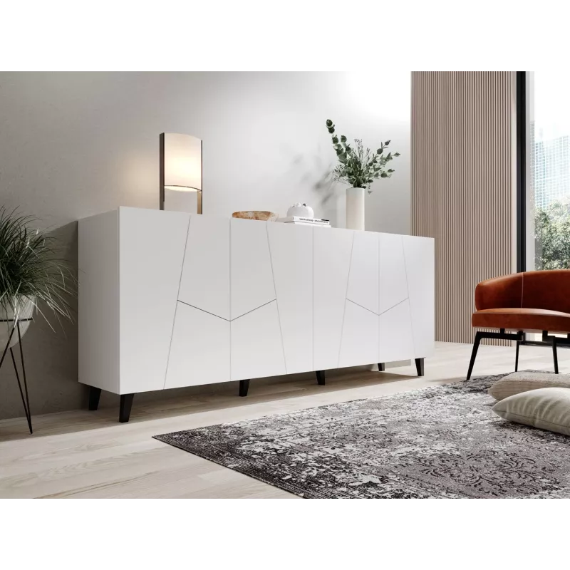 Komoda Cama Meble ETNA 200x42x82 cm, balta matinė, medžio drožlių plokštė, 16 mm rėmas
