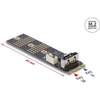 M.2 Key B į SATA 7 kontaktų adapteris (vertikalus) DELOCK 64290
