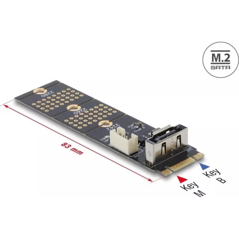 M.2 Key B į SATA 7 kontaktų adapteris (vertikalus) DELOCK 64290