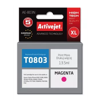 Rašalinė kasetė ActiveJet AE-803N, suderinama su Epson T0803, Magenta, XL 13,5 ml, pigmentinis rašalas, 1 vnt.