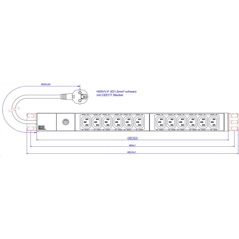 Bachmann Power Strip 19Z 1HE 12xC13 2, 0m 800.3723 (800.3723)