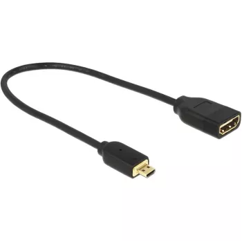 DELOCK kabelis HDMI Micro D kištukas > HDMI A lizdas greitasis su Ethernet 3D 4K 20cm aukščiausios kokybės plonas