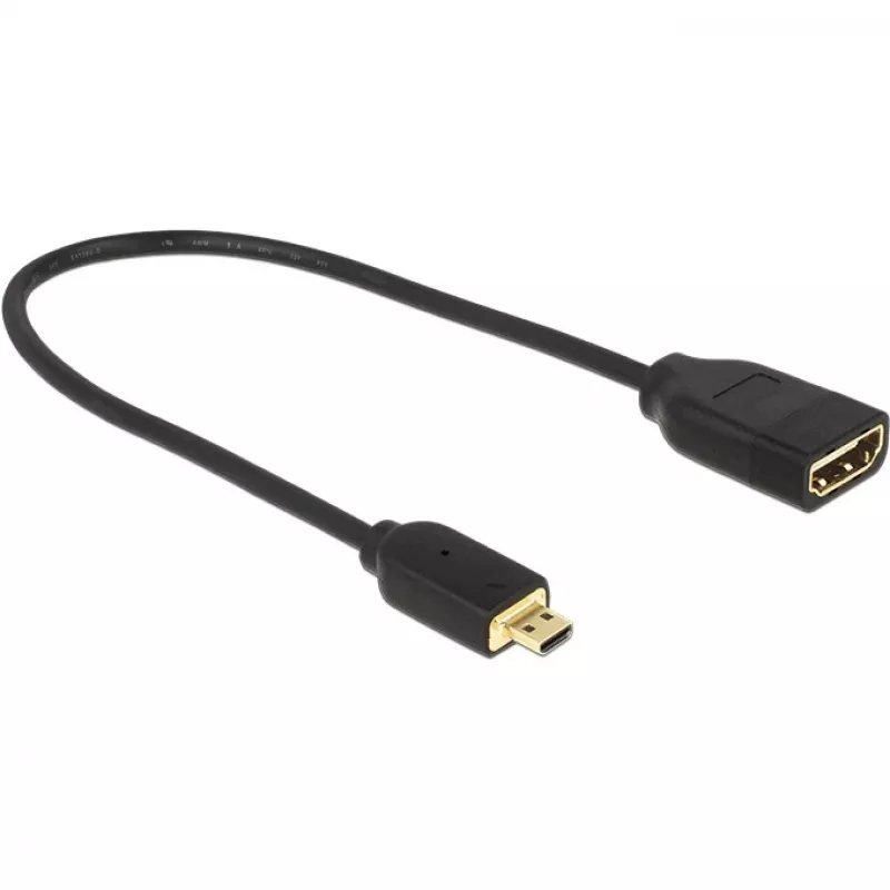 DELOCK Laidas HDMI Micro D Kištukas > HDMI A Lizdas High Speed su Ethernet 3D 4K 20cm Premium Slim