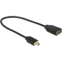 DELOCK kabelis HDMI Micro D kištukas > HDMI A lizdas greitasis su Ethernet 3D 4K 20cm aukščiausios kokybės plonas