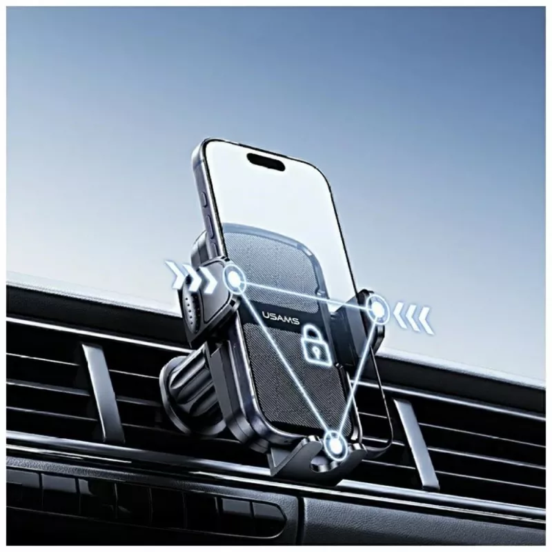 Automobilinis laikiklis usams ZJ085 juodas — transporto priemonės išmaniojo telefono laikiklis, reguliuojama rankena