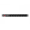 Energijos paskirstymo blokas LANBERG PDU-PRO-07F-0200-BK — 1U stovo PDU, 7 F tipo lizdai, 16 A, 2 m laidas, juodas